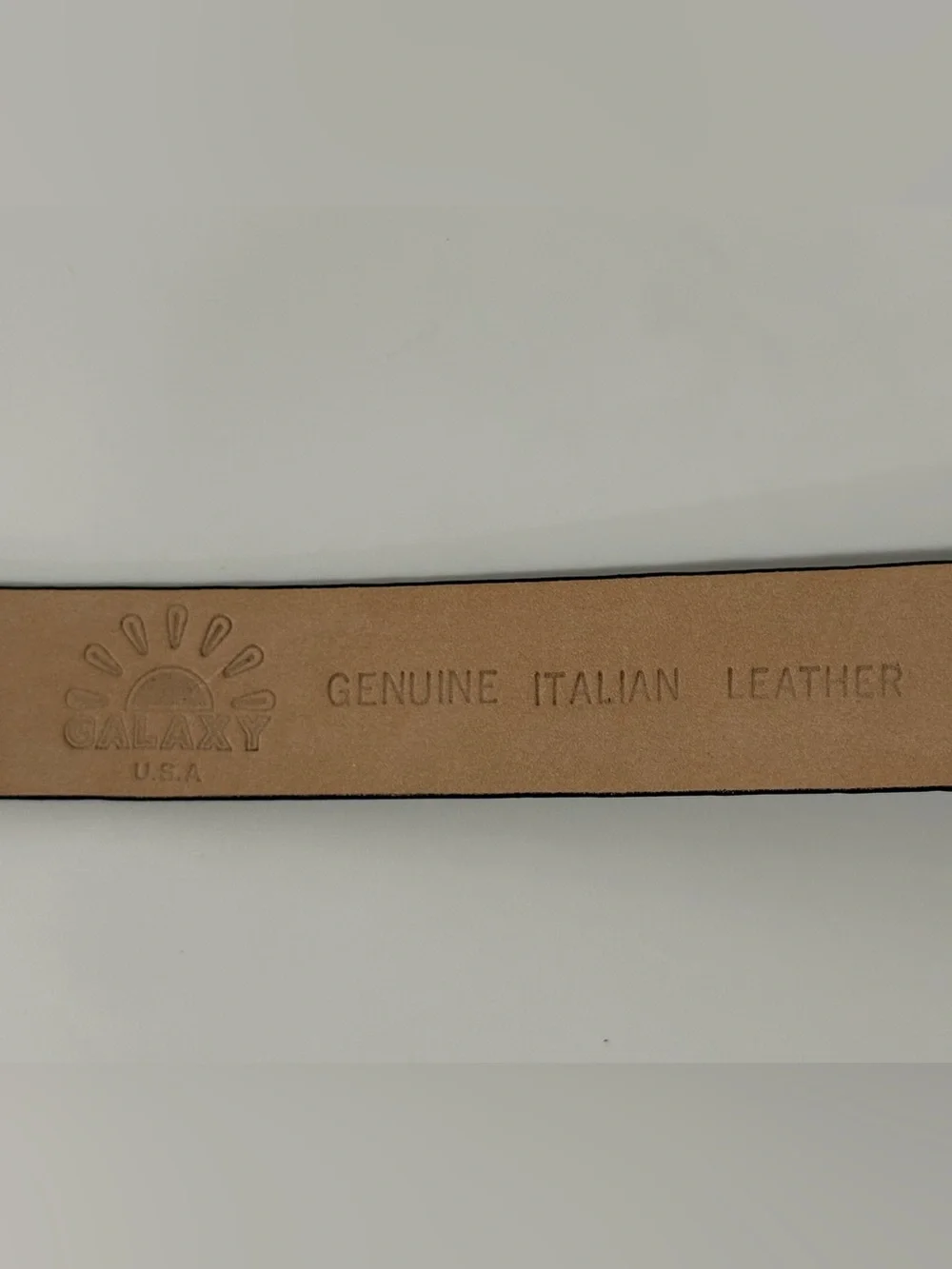 Galaxy Genuine Italian Black Embossed Leather Belt with Silver Buckle